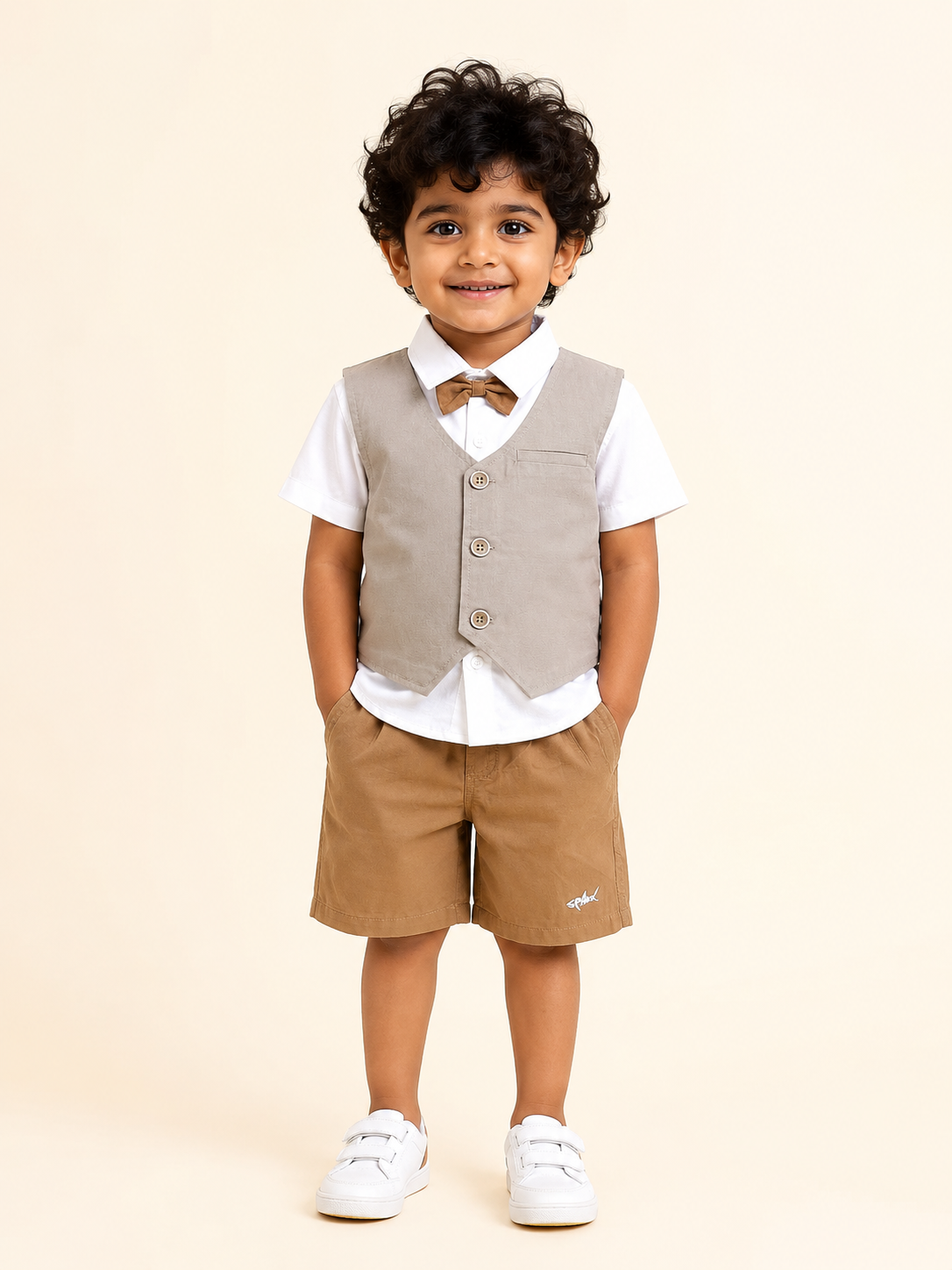 Khaki Stylish Playwear Boys  Soft Cotton Clothing Set BloomUp