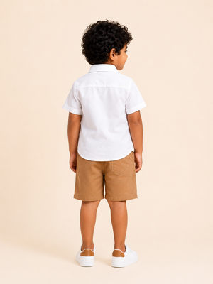Khaki Stylish Playwear Boys  Soft Cotton Clothing Set BloomUp