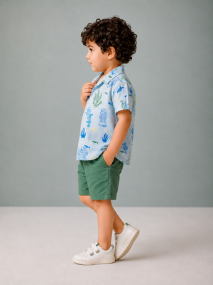 Boys Sky Blue Soft Cotton Sets Casual Fashion Kids Wear BloomUp