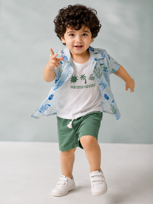 Boys Sky Blue Soft Cotton Sets Casual Fashion Kids Wear BloomUp