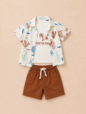 Boys White Soft Cotton Sets Casual Fashion Kids Wear BloomUp