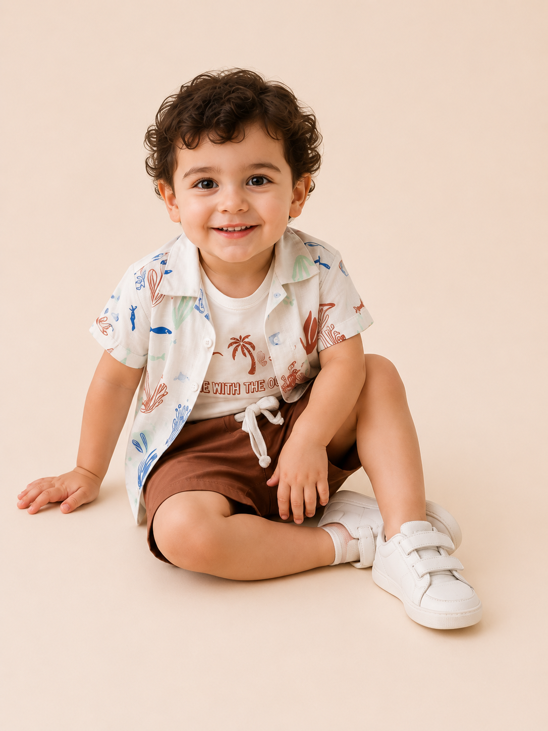 Boys White Soft Cotton Sets Casual Fashion Kids Wear BloomUp