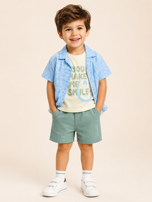 Stylish Blue Comfort Fit Boys  Soft Cotton Clothing Set BloomUp