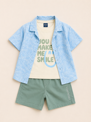 Stylish Blue Comfort Fit Boys  Soft Cotton Clothing Set BloomUp