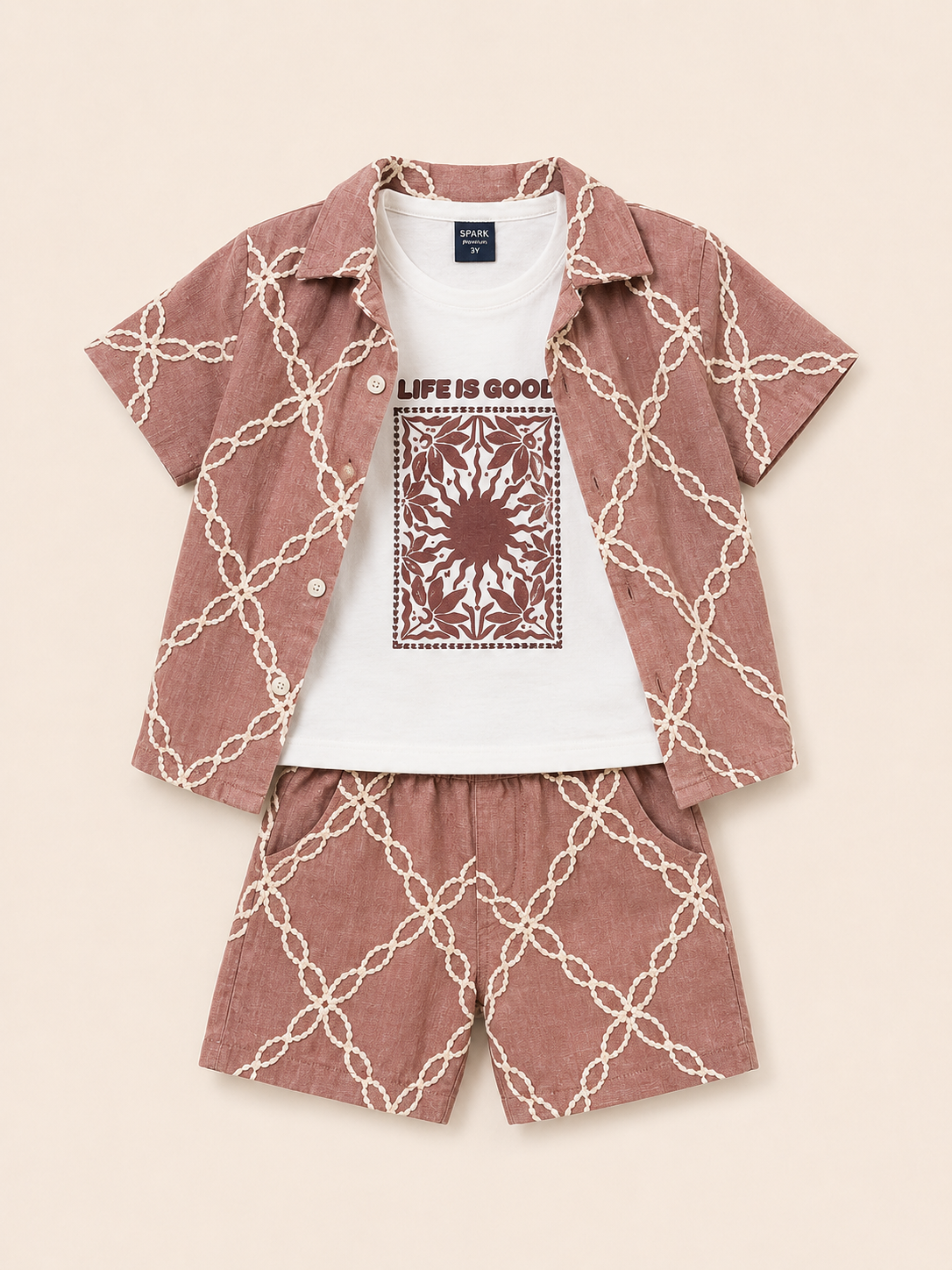 Coral Casual Summer Boys  Soft Cotton Clothing Set BloomUp