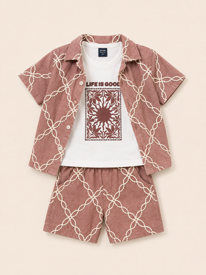 Coral Casual Summer Boys  Soft Cotton Clothing Set BloomUp
