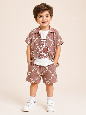 Coral Casual Summer Boys  Soft Cotton Clothing Set BloomUp