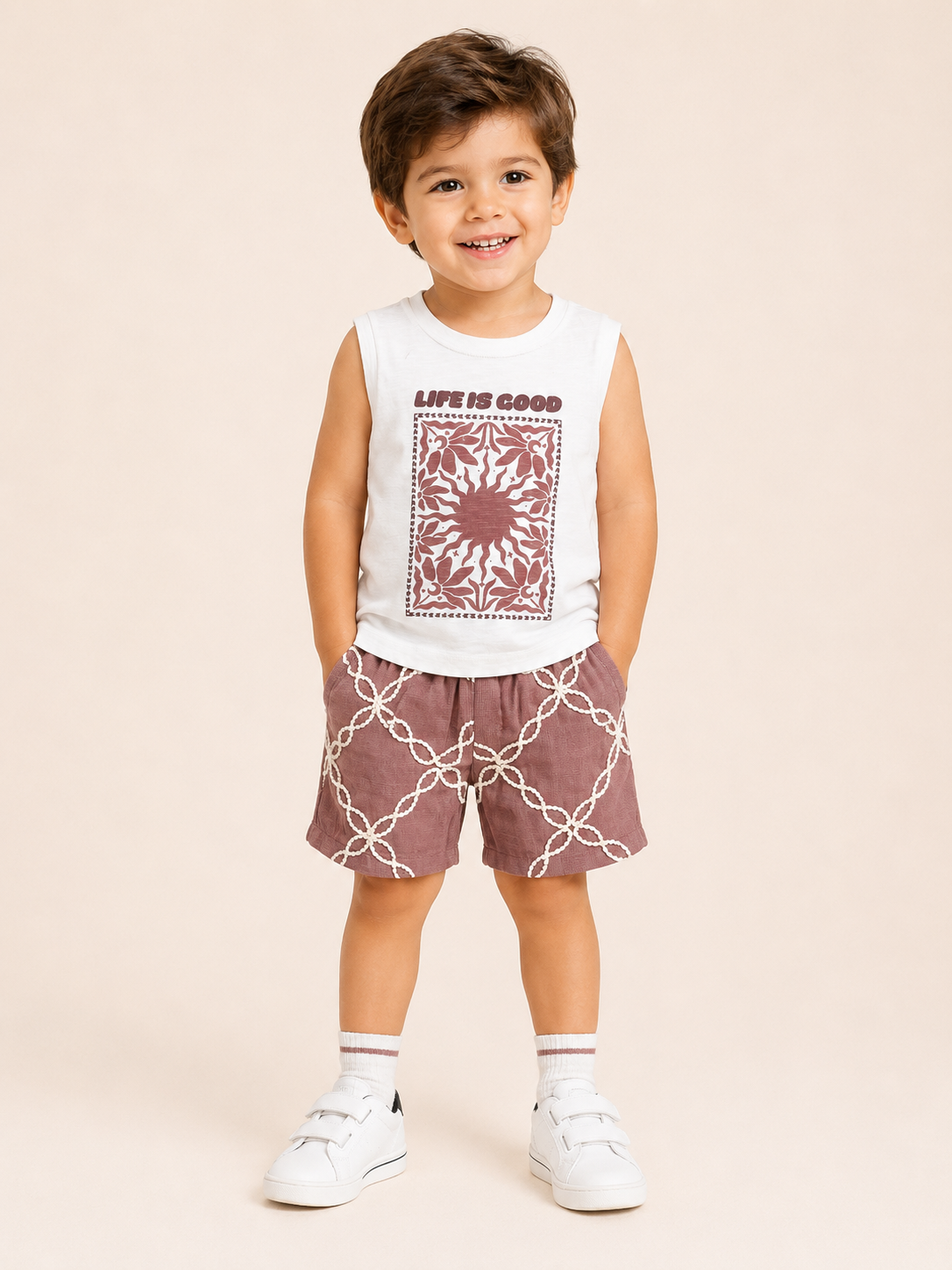 Coral Casual Summer Boys  Soft Cotton Clothing Set BloomUp