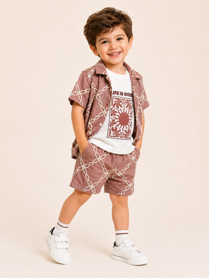 Coral Casual Summer Boys  Soft Cotton Clothing Set BloomUp