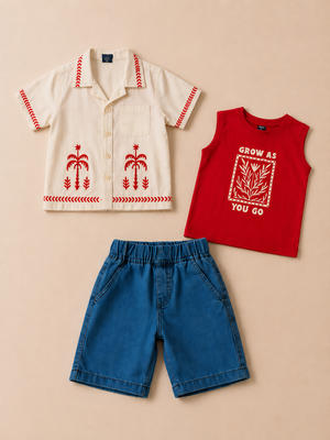 Boys White Soft Cotton Sets Casual Fashion Kids Wear BloomUp
