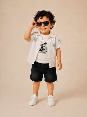 Boys White Soft Cotton Sets Casual Fashion Kids Wear BloomUp