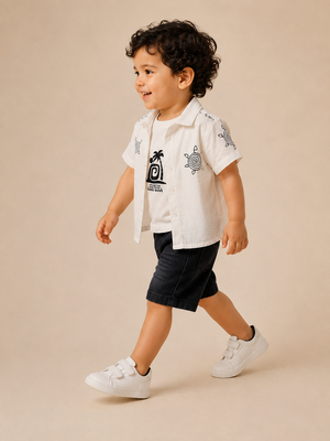 Boys White Soft Cotton Sets Casual Fashion Kids Wear BloomUp