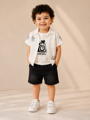 Boys White Soft Cotton Sets Casual Fashion Kids Wear BloomUp