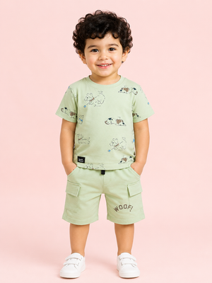 Green Premium Casual Boys  Soft Cotton Clothing Set BloomUp