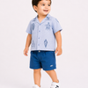Sky Blue Embroidered Shirt & Navy Shorts Set for Boys – Casual Summer Outfit