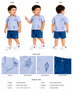 Blue Stylish Playwear Boys  Soft Cotton Clothing Set BloomUp