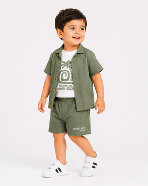 Olive Casual Summer Boys  Soft Cotton Clothing Set BloomUp