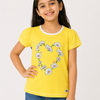 Yellow Daisy Heart Print Top for Girls – Stylish Casual Everyday Wear