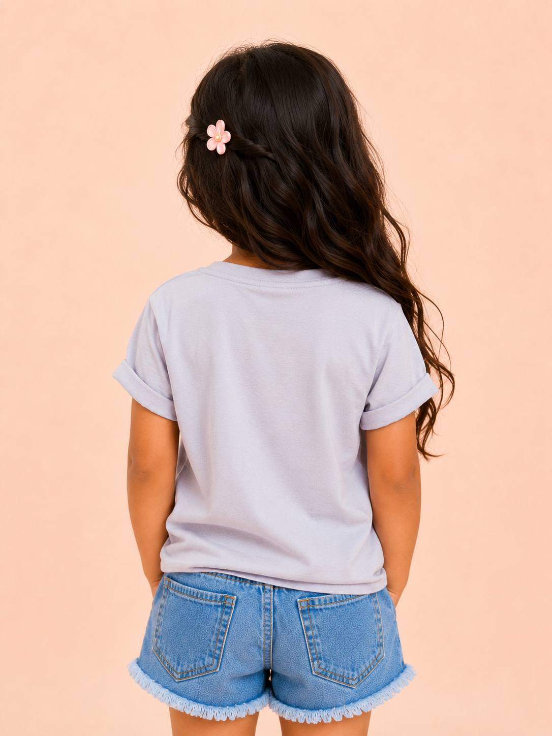 Girls Grey Short Sleeved Shirt Soft Cotton Clothing Set BloomUp