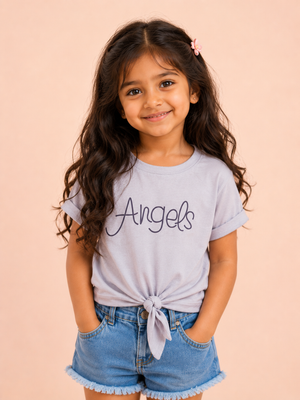 Girls Grey Short Sleeved Shirt Soft Cotton Clothing Set BloomUp