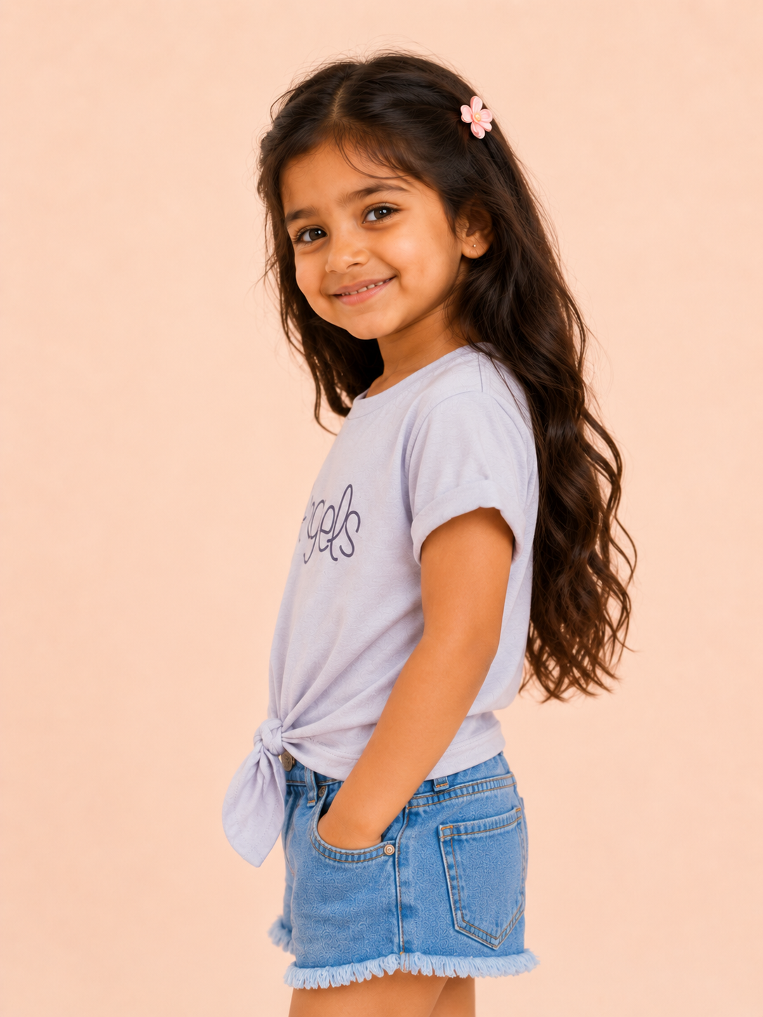 Girls Grey Short Sleeved Shirt Soft Cotton Clothing Set BloomUp