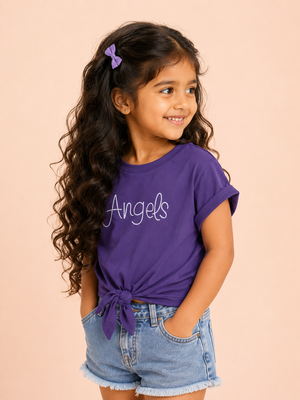 Girls Purple Soft Cotton Top Casual Fashion Kids Wear BloomUp