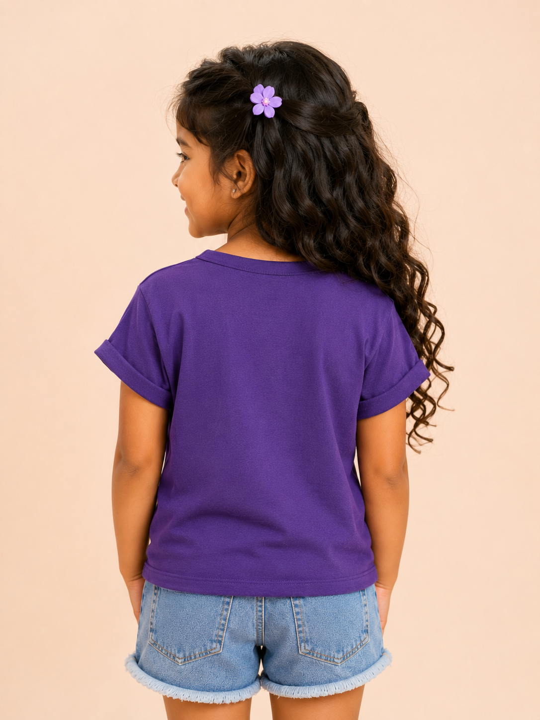 Girls Purple Soft Cotton Top Casual Fashion Kids Wear BloomUp