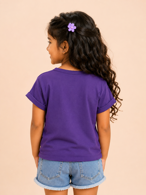 Girls Purple Soft Cotton Top Casual Fashion Kids Wear BloomUp