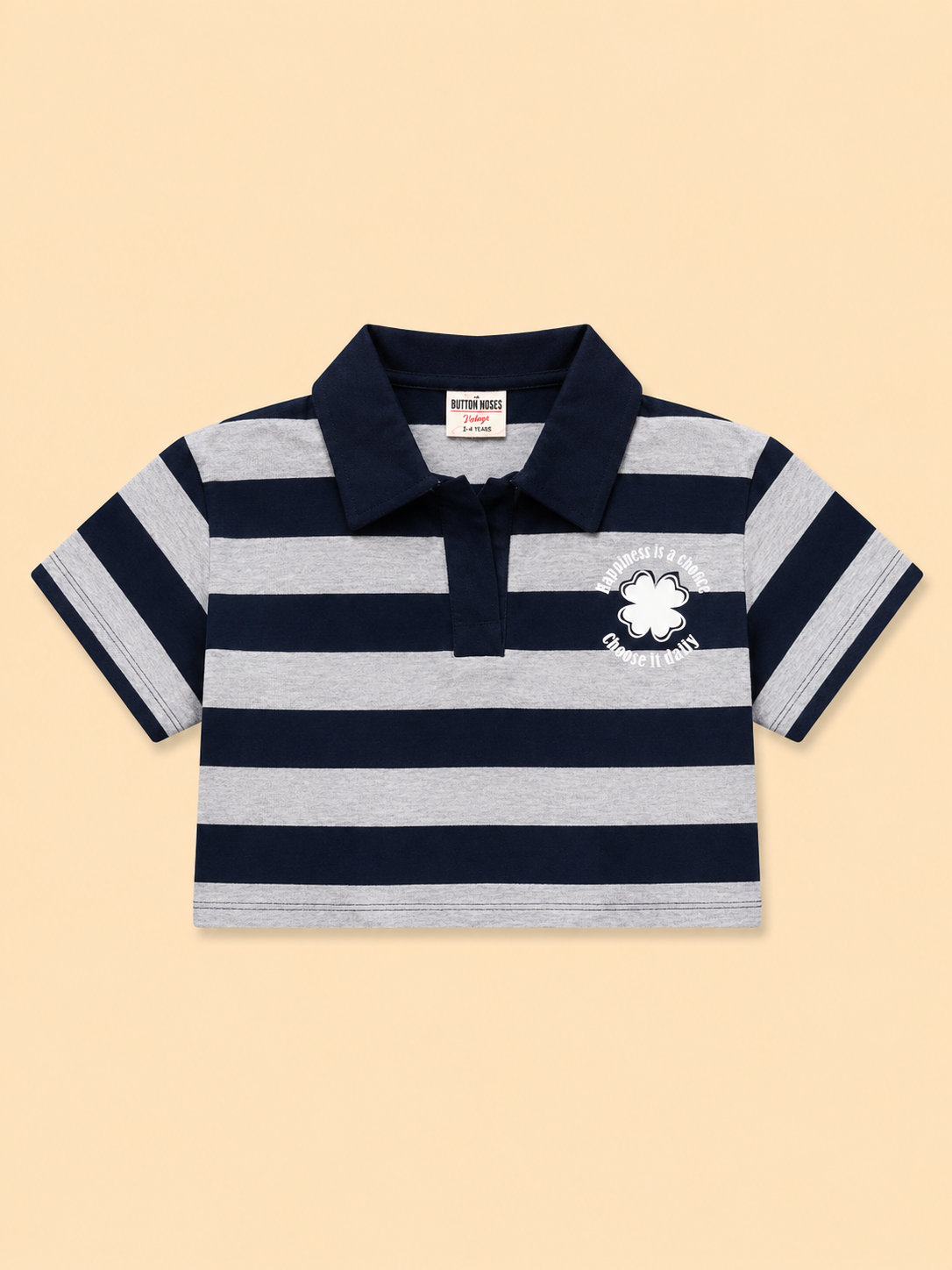 Girls Navy And White Striped Soft Cotton Clothing Set BloomUp