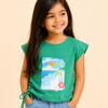Green California Beach Print Side Tie Top for Girls – Stylish Casual Everyday Wear