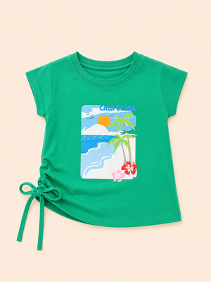 Girls Green Short Sleeved Shirt Soft Cotton Clothing Set BloomUp