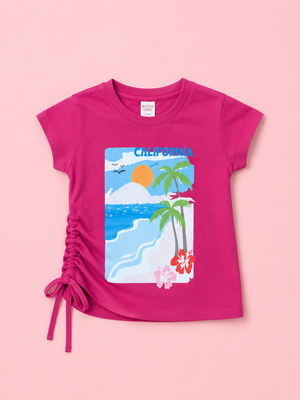 Stylish Girls Pink Short Sleeved Shirt Soft Cotton Clothing Set BloomUp
