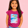 Hot Pink California Beach Print Side Tie Top for Girls – Stylish Casual Everyday Wear