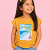 Mustard California Beach Print Side Tie Top for Girls – Stylish Casual Everyday Wear