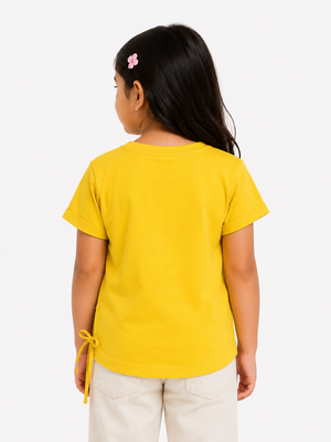 Girls Yellow Short Sleeved Shirt Soft Cotton Clothing Set BloomUp
