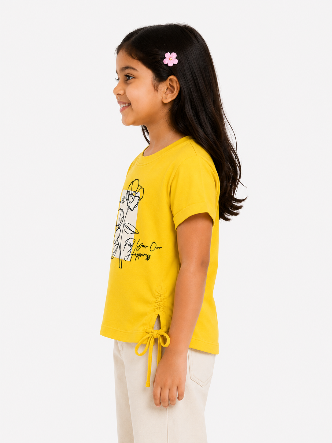 Girls Yellow Short Sleeved Shirt Soft Cotton Clothing Set BloomUp