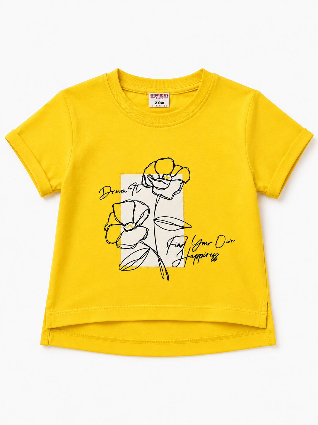 Girls Yellow Short Sleeved Shirt Soft Cotton Clothing Set BloomUp