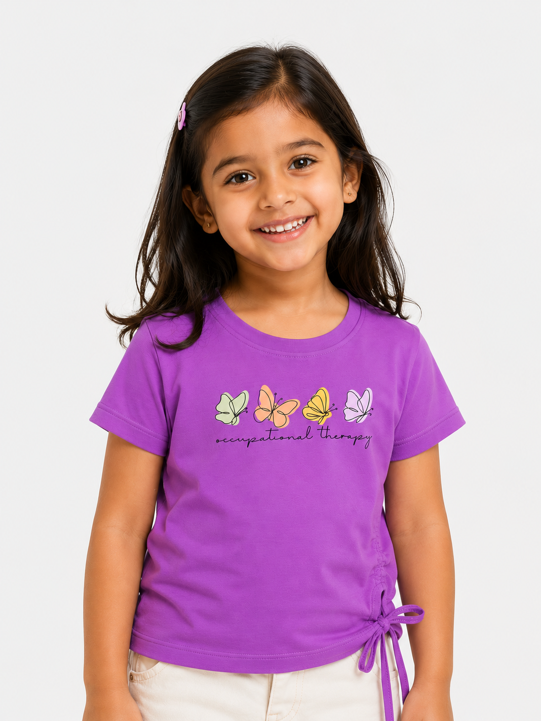 Girls Purple Short Sleeved Shirt Soft Cotton Clothing Set BloomUp