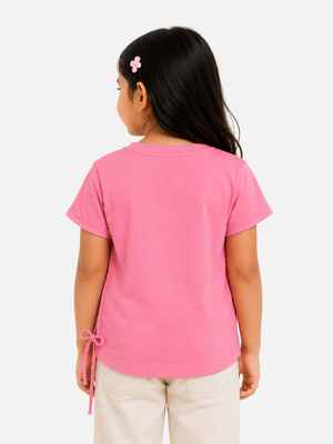 Girls Pink Short Sleeved Shirt Soft Cotton Clothing Set BloomUp
