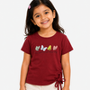 Maroon Butterfly Print Side Tie Top for Girls – Stylish Casual Everyday Wear