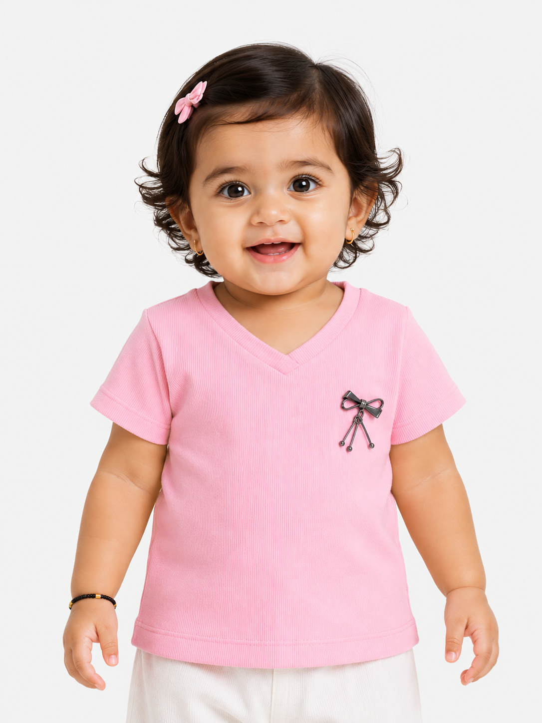 Girls Baby Pink Soft Cotton T-Shirt Casual Fashion Kids Wear BloomUp