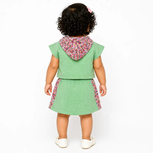 Green Graphic Hoodie & Shorts Co-ord Set for Girls – Soft Cotton Summer Kids Outfit BloomUp