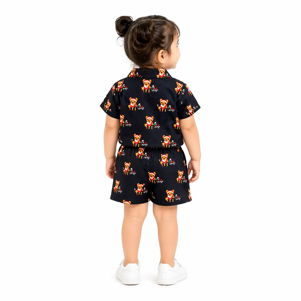 Navy Cartoon Printed Shirt & Shorts Co-ord Set for Kids – Soft Cotton Summer Wear Girls BloomUp