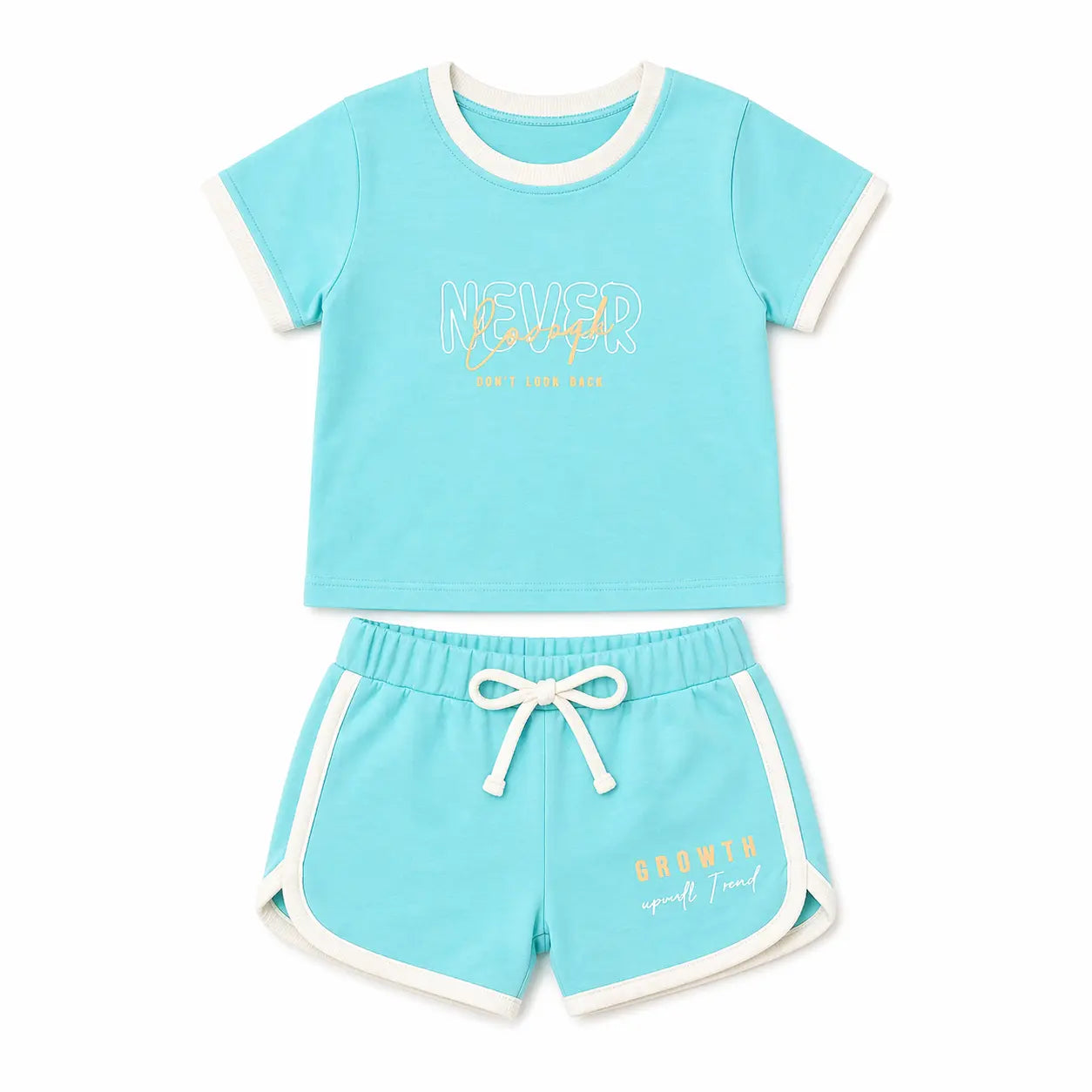 Sky Blue Graphic T-Shirt & Shorts Co-ord Set for Girls – Soft Cotton Summer Kids Outfit BloomUp