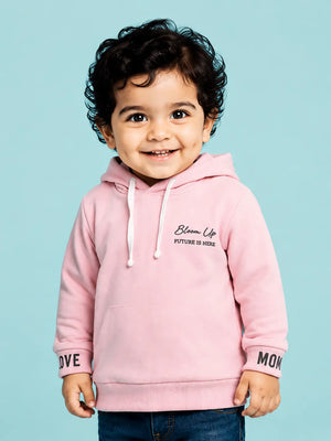 BloomUp Blush Pink Hooded Sweatshirt for Girls – Soft Cotton Fleece Winter Hoodie