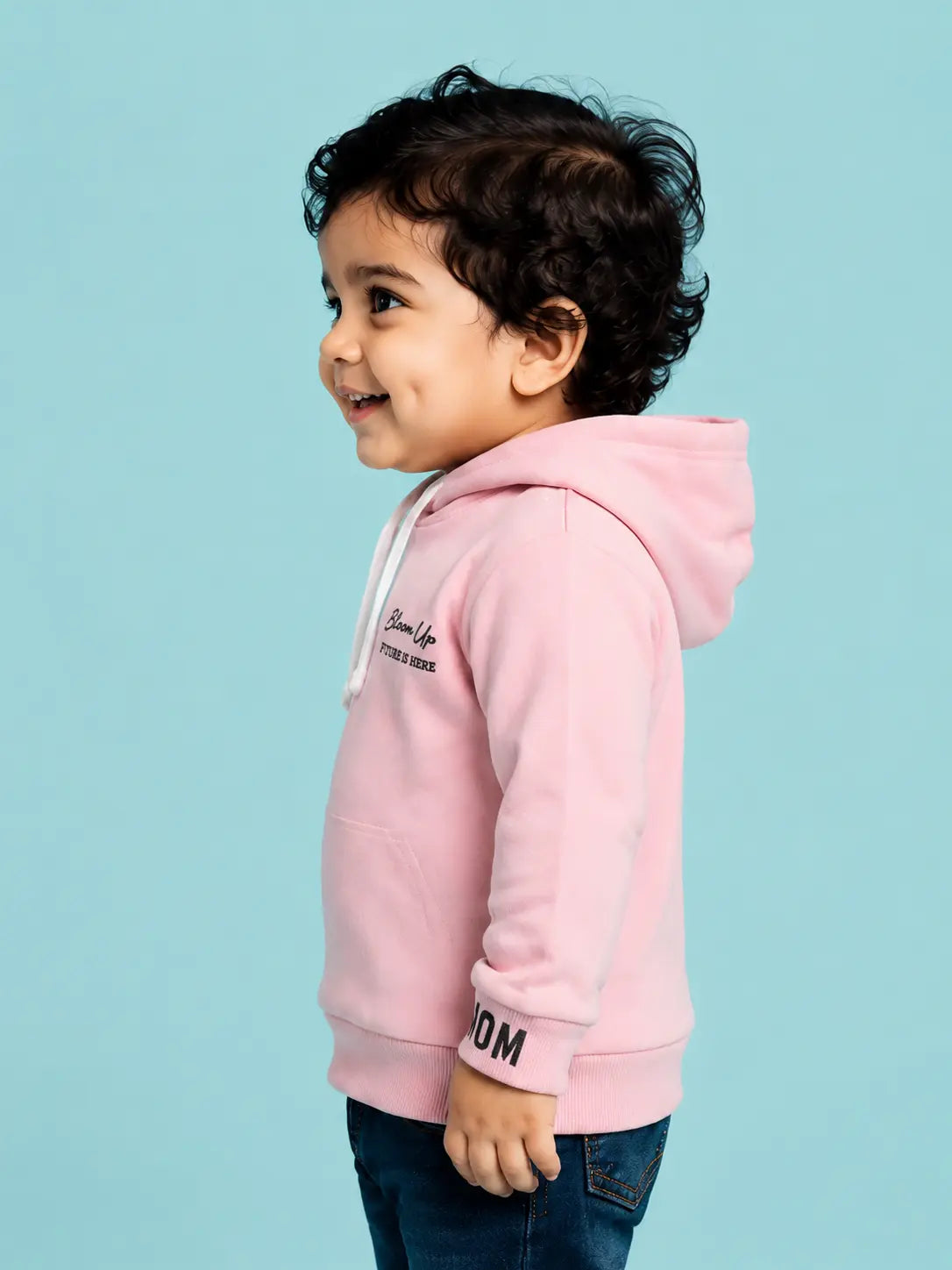 BloomUp Blush Pink Hooded Sweatshirt for Girls – Soft Cotton Fleece Winter Hoodie