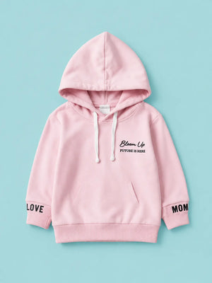 BloomUp Blush Pink Hooded Sweatshirt for Girls – Soft Cotton Fleece Winter Hoodie