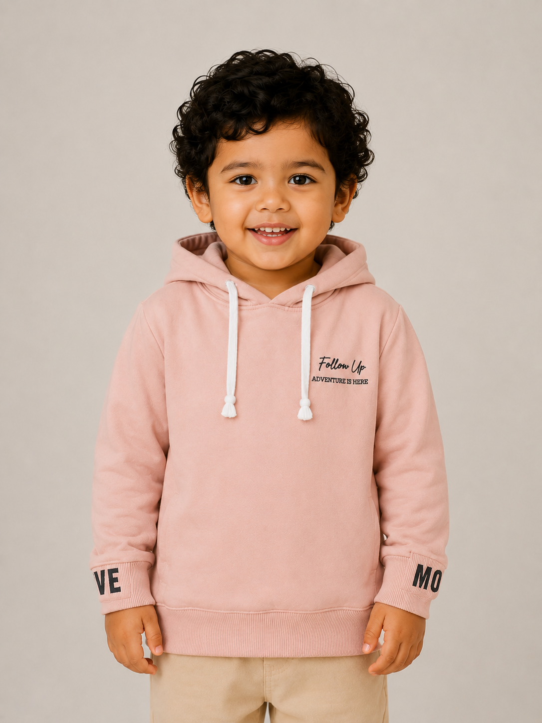 Blush Pink Hooded Sweatshirt for Girls – Soft Cotton Fleece Winter Hoodie BloomUp