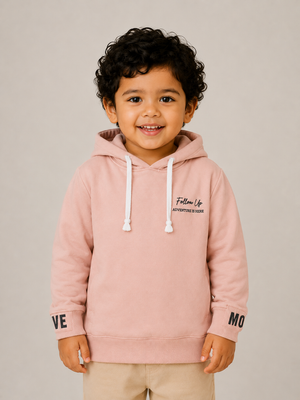 Blush Pink Hooded Sweatshirt for Girls – Soft Cotton Fleece Winter Hoodie BloomUp