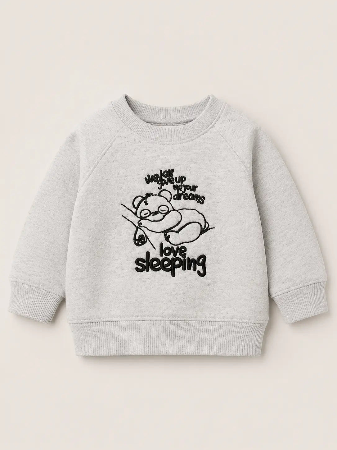 BloomUp White “Love Sleeping” Graphic Kids Sweatshirt – Soft Cotton Panda Print Winter Wear Pullover